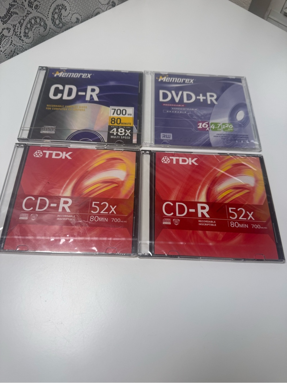 TDK Red CD-R 52x 80min (700MB) - 2 Pack + Memorex CD-R & DVD+R, New, Sealed